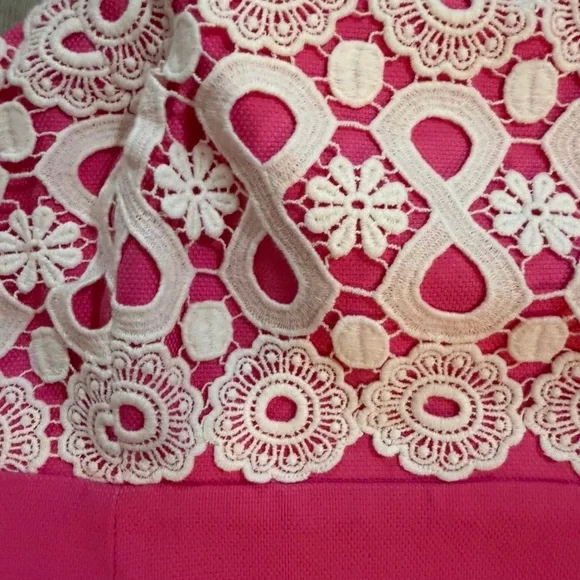 Lilly Pulitzer Pink Strapless Dress with White Lace - Picture 3 of 5